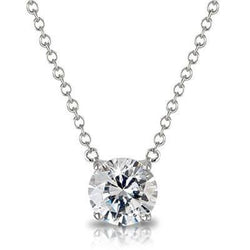 Collana Con Pendente Solitario Con Genuino Diamanti Rotondi Gioielli In Oro Bianco 1.5 Ct