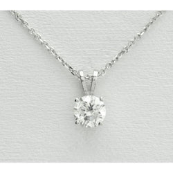 Collana Con Pendente Solitario Con Naturale Diamanti Rotondi. Gioielli In Oro Bianco Da 0.95 Ct