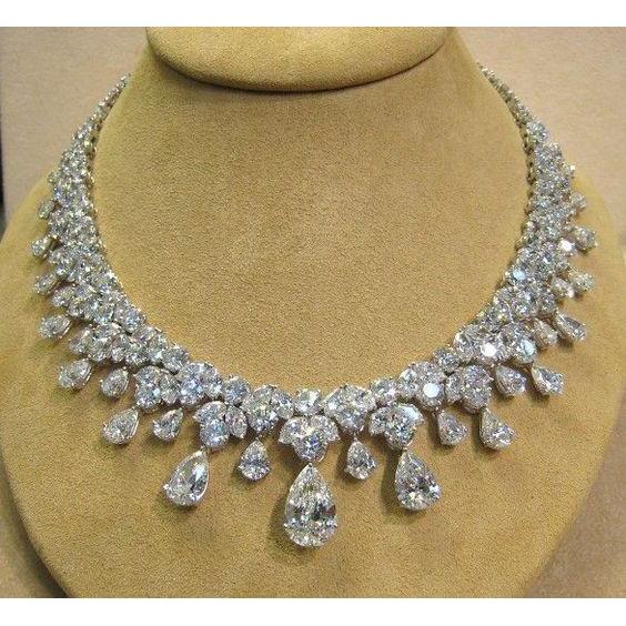 Collana Da Donna Con Genuino Diamanti Scintillanti 70 Carati In Oro Bianco 14K