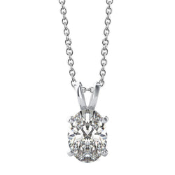 Collana Da Donna Con Naturale Diamanti Taglio Ovale. Pendente In Oro Bianco 2 Carati 14K