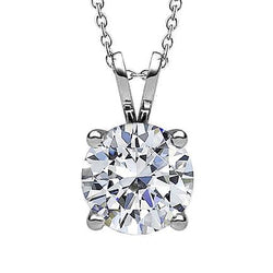 Collana Da Donna Genuino Diamante 2,50 Carati Taglio Rotondo Con Pendente In Oro Bianco 14K Gioielleria Raffinata