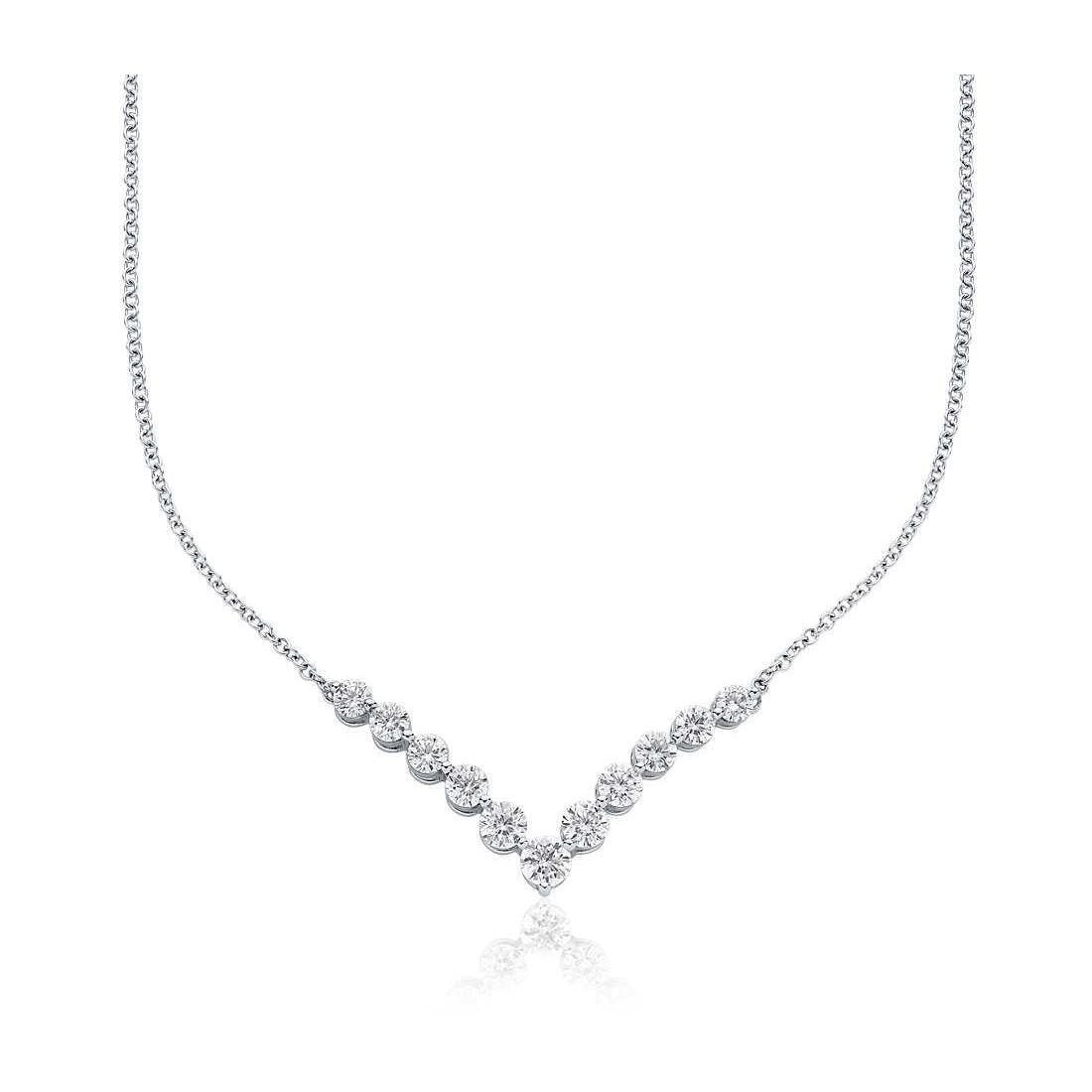 Collana Da Donna In Oro Bianco 14K Con Vero Diamanti Scintillanti Taglio Rotondo Da 2 Carati