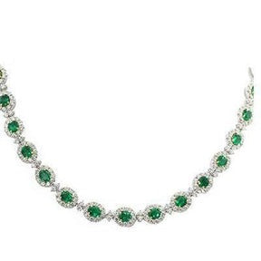 Collana Donna Verde Smeraldo E Diamanti Gioielli In Oro Bianco 32 Ct