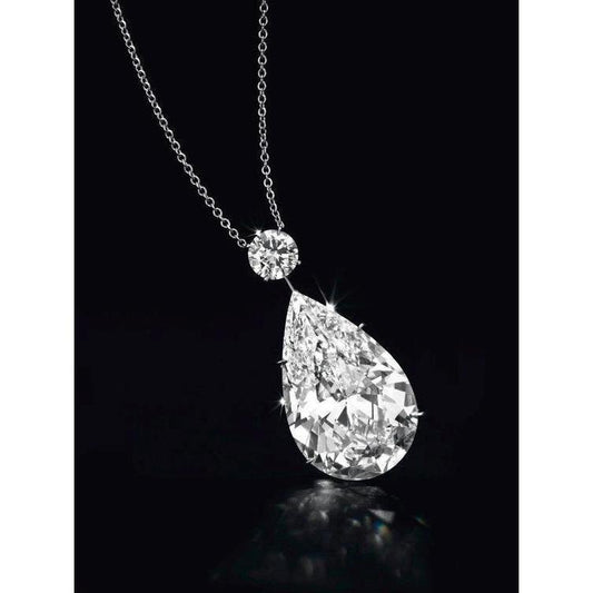 Collana In Oro Massiccio Con Pendente A Forma Di Pera E Genuino Diamanti Rotondi Da 9 Carati Novità