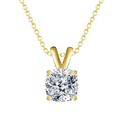 Collana Pendente Con Catena 3 Carati Vero Diamante Grande Oro Giallo 14K