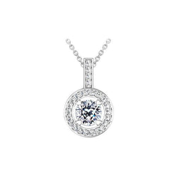 Collana Pendente Donna In Oro Bianco 14K Con Naturale Diamanti Taglio Rotondo 2.10 Carati