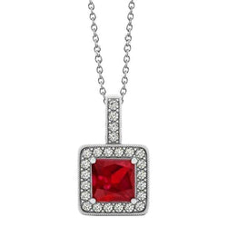 Collana Pendente In Oro Principessa Rubino Con Diamanti 4.60 Ct.