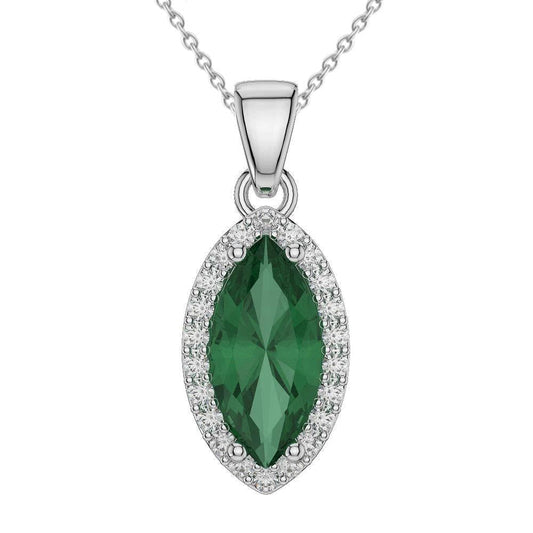 Collana Pendente in oro bianco 14 carati con smeraldo verde da 3,60 ct. - harrychadent.it