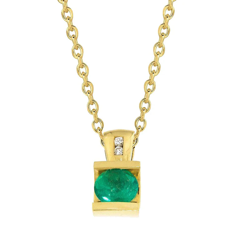 Collana con ciondolo in diamanti e Verde smeraldo 5.10 carati