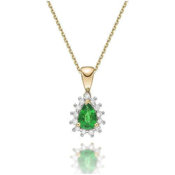 Collana con ciondolo in oro bicolore 14K 5.65 carati con Verde smeraldo e diamanti