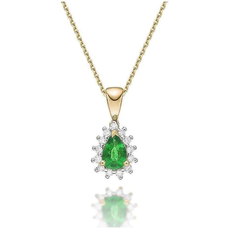 Collana con ciondolo in oro bicolore 14K 5.65 carati con Verde smeraldo e diamanti