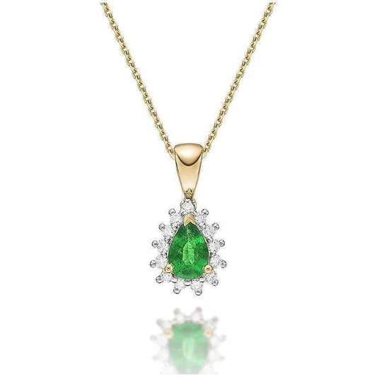 Collana con ciondolo in oro bicolore 14K 5.65 carati con Verde smeraldo e diamanti