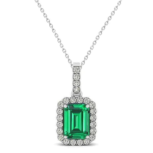 Collana con ciondolo in pietra preziosa colombiana e Verde smeraldo 5.50 carati
