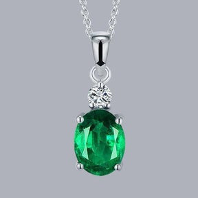 Collana con ciondolo in pietra preziosa con Verde smeraldo e diamanti 5,25 ct. WG 14K