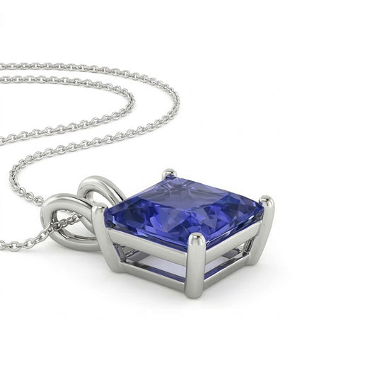Collana con ciondolo solitario Princess Sapphire Gioielli da donna 4 carati