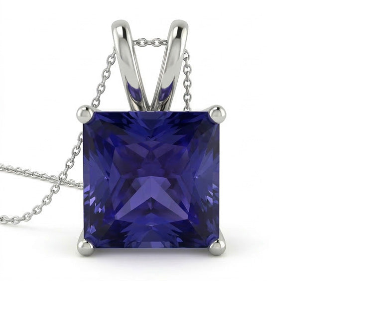 Collana con ciondolo solitario Princess Sapphire Gioielli da donna 4 carati