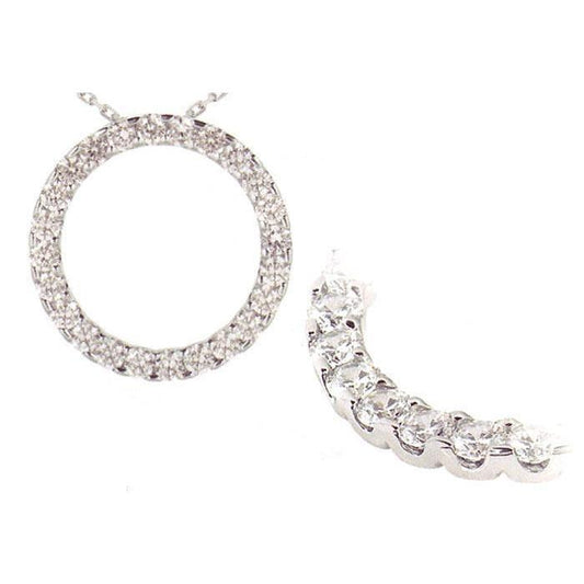 Collana A Catena Con Naturale Diamante Tondo Taglio Brillante Da 3,60 Carati E Oro Bianco 14K