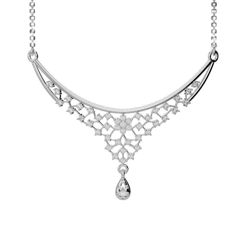 Collana A Catena Da Donna, Taglio Rotondo, Naturale Diamanti Da 2,50 Carati, Oro Bianco 14K