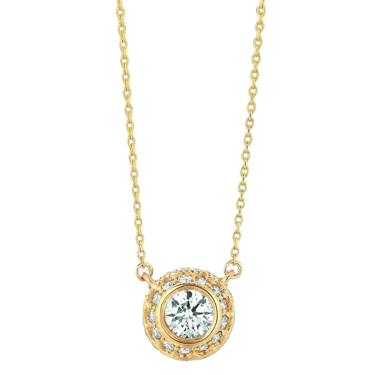 Collana Ciondolo 1 Carato Vero Diamante Rotondo In Oro Giallo 14K Gioielli Da Donna Nuovo