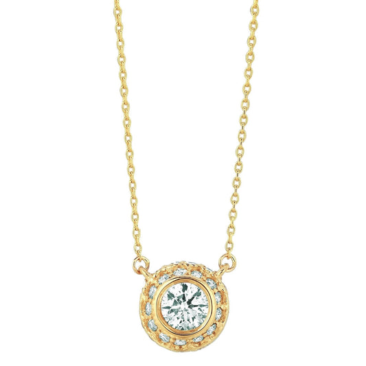Collana Ciondolo 1 Carato Vero Diamante Rotondo In Oro Giallo 14K Gioielli Da Donna Nuovo