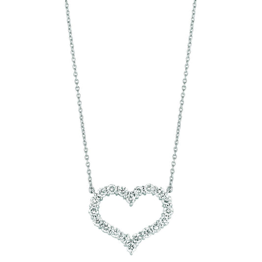 Collana Con Ciondolo A Cuore Con Genuino Diamante Da 3,10 Carati In Oro Bianco 14K