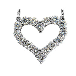 Collana Con Ciondolo A Cuore Con Vero Diamanti Taglio Rotondo Da 2,40 Carati In Oro Bianco 14k
