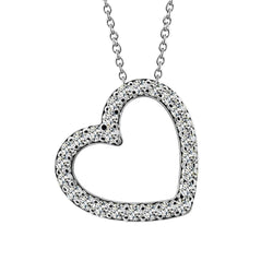 Collana Con Ciondolo A Cuore Con Vero Diamanti Taglio Rotondo Da 5,20 Ct In Oro Bianco 14K