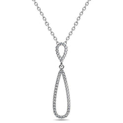 Collana Con Ciondolo A Forma Di Doppia Lacrima E Oro Bianco Da 5.20 Ct Con Genuino Diamanti