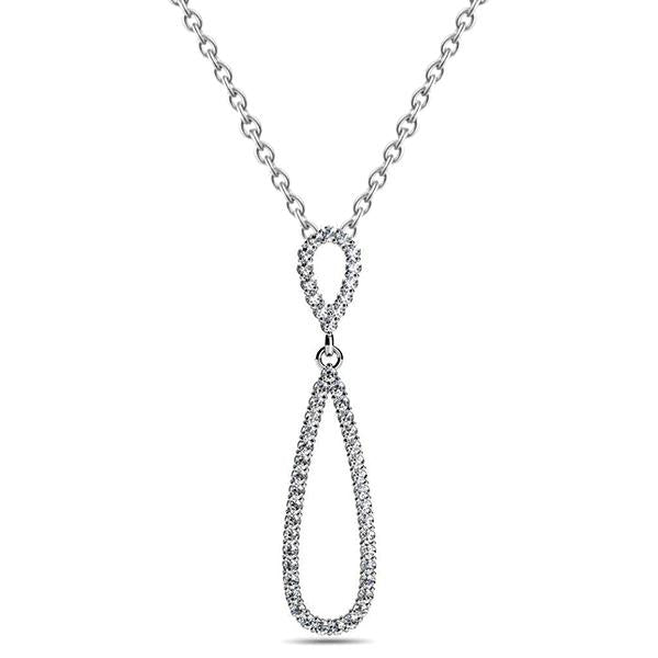 Collana Con Ciondolo A Forma Di Doppia Lacrima E Oro Bianco Da 5.20 Ct Con Genuino Diamanti