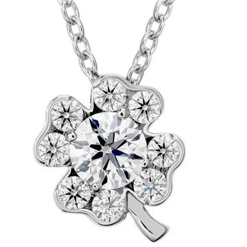 Collana Con Ciondolo A Forma Di Fiore Con Vero Diamante Rotondo WG Da 2,70 Carati In Catena In Oro Bianco 14K