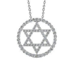 Collana Con Ciondolo A Forma Di Stella Circolare Con Genuino Diamanti Taglio Rotondo Da 4,10 Carati E Oro Bianco 14K