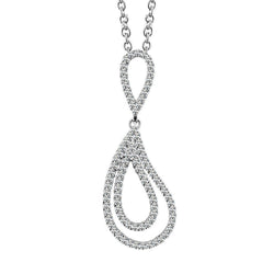 Collana Con Ciondolo A Goccia Ondulata Con Splendidi Genuino Diamanti A Taglio Rotondo Da 14 Ct
