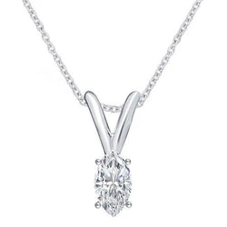 Collana Con Ciondolo Con 2 Carati Di Vero Diamanti Taglio Marquise In Oro Bianco 14K