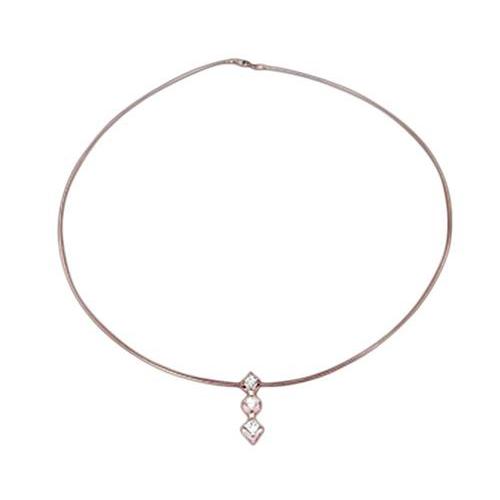 Collana Con Ciondolo Con Genuino Diamanti 2 Carati Ovali E Baguette In Oro Rosa 14K