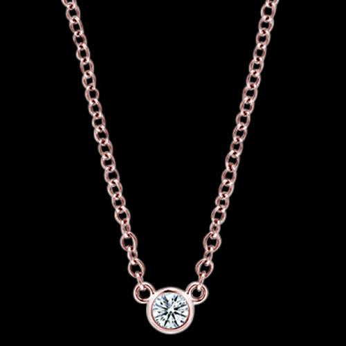 Collana Con Ciondolo Con Genuino Diamanti Rotondi Da 1,50 Carati In Oro Rosa 14K, Catena Da 16 O 18 Pollici