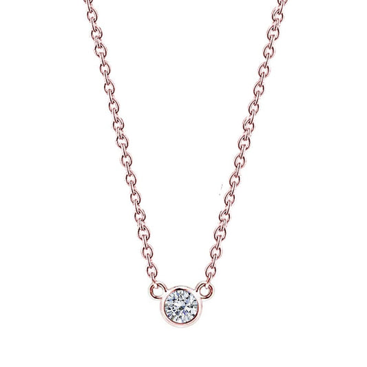 Collana Con Ciondolo Con Genuino Diamanti Rotondi Da 1,50 Carati In Oro Rosa 14K, Catena Da 16 O 18 Pollici