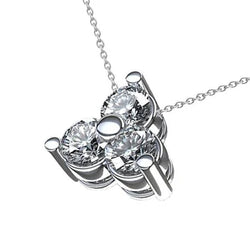Collana Con Ciondolo Con Profilo Di Vero Diamanti Rotondi Brillanti Da 3 Carati Incastonato WG In Oro Bianco 14K
