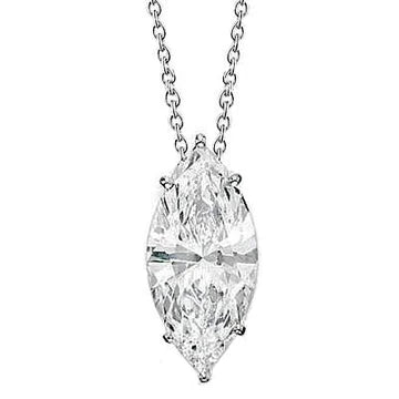 Collana Con Ciondolo Con Vero Diamante A Taglio Marquise Di 2 Carati In Oro Bianco 14K