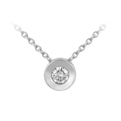 Collana Con Ciondolo Con Vero Diamante Solitario Da 0,75 Carati Taglio Brillante WG In Oro bianco 14K