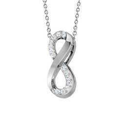 Collana Con Ciondolo In Oro Bianco 14K Con Genuino Diamanti Taglio Brillante Rotondo Da 2.10 Ct