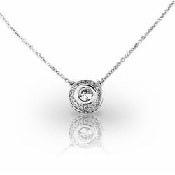 Collana Con Ciondolo In Oro Bianco 14K Con Naturale Diamanti Taglio Brillante Rotondo 2 Carati