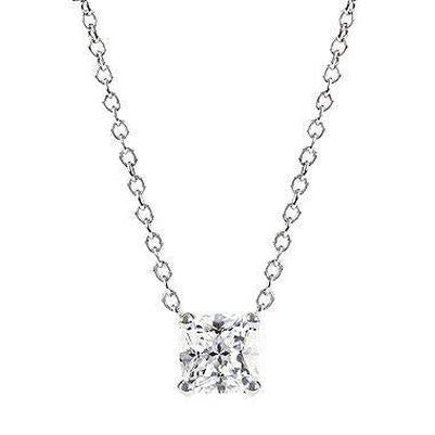 Collana Con Ciondolo Scintillante Con Naturale Diamanti Taglio Princess Da 2,50 Carati In Oro Bianco 14K