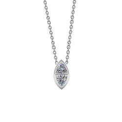 Collana Con Ciondolo Solitario 1 Carati Vero Diamante Taglio Marquise WG In Oro Bianco 14K