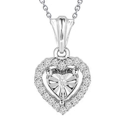 Collana Con Ciondolo Vero Diamantato A Forma Di Cuore Montatura A Taglio Vero Diamantato Rotondo Brillante