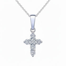 Collana Con Croce In Oro Bianco 14k Con Diamanti Taglio Brillante Da 2,00 ct