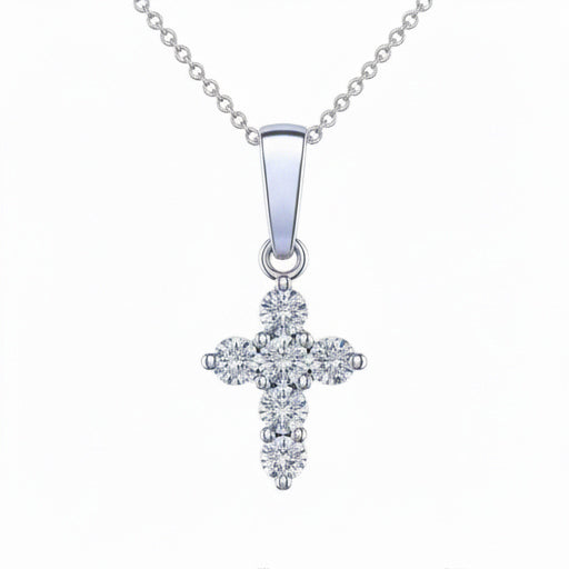 Collana Con Croce In Oro Bianco 14k Con Diamanti Taglio Brillante Da 2,00 ct
