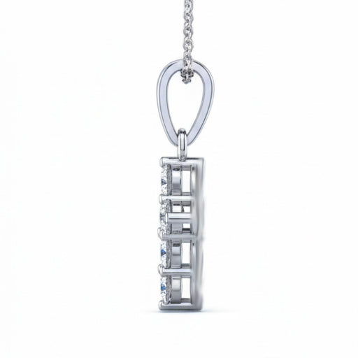 Collana Con Croce In Oro Bianco 14k Con Diamanti Taglio Brillante Da 2,00 ct
