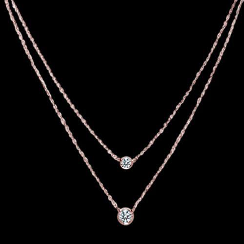 Collana Con Doppio Genuino Diamante In Oro Rosa Da 1.75 Carati Yard