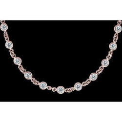 Collana Con Pendente A Castone In Genuino Diamante 10 Carati E Oro Rosa 14K