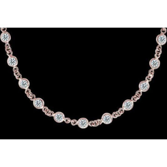 Collana Con Pendente A Castone In Genuino Diamante 10 Carati E Oro Rosa 14K